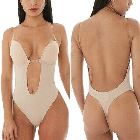 Women S Invisible Sexy Push Up Bra Bodysuits Backless Full Body Shaper Thong Au Ebay