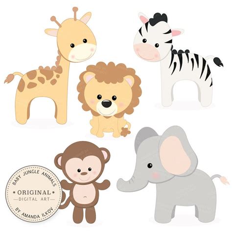 Professional Baby Jungle Animals Clipart And Vector Set Baby