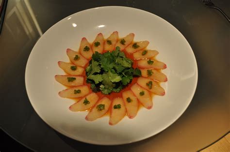 Japanese Red Snapper Sashimi With Citrus Ponzu Cilantro And Fire