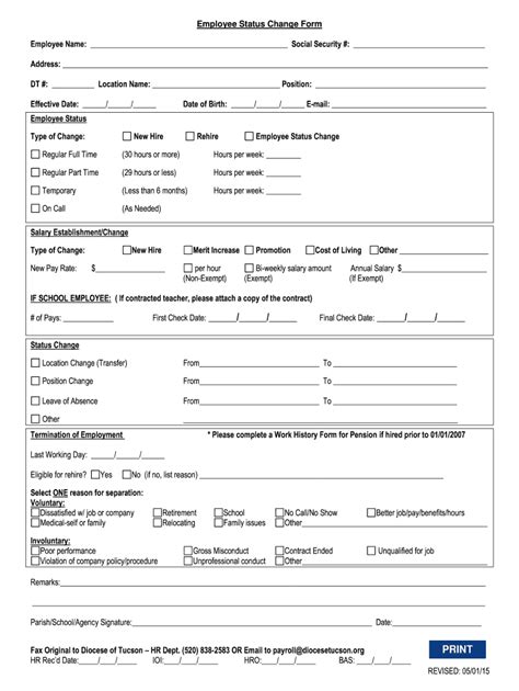 2015 2023 Diocese Of Tucson Employee Status Change Form Fill Online