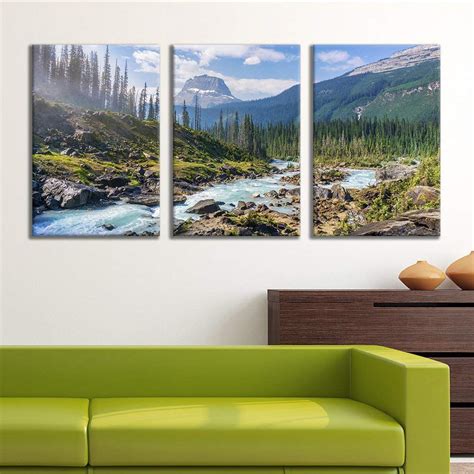 wall26 3 panel canvas wall art majestic natural landscape triptych canvas series river