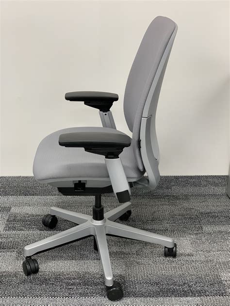 Steelcase Amia Task Chair With Silver Frame And Grey Fabric