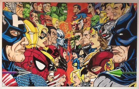 Marvel Vs Dc Heroes X Fine Art Print Etsy