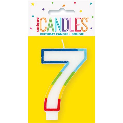 Rainbow Border Number 7 Birthday Candle Party In A Box