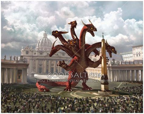 A Crowd Worships A Seven Headed Red Dragon In St Peters Basilica