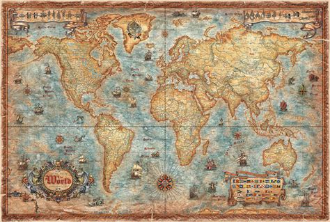 Weltkarte Modern World Antique Map Fototapete And Tapete Photowall