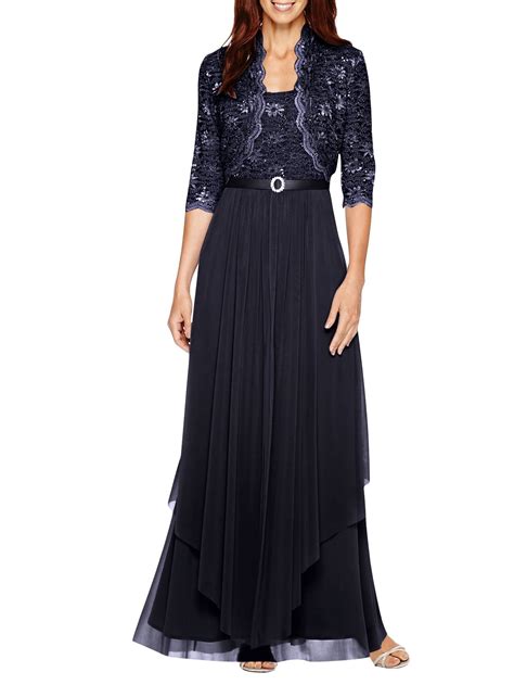 Randm Richards Womens Sequin Lace Long Jacket Dress Mother Of The