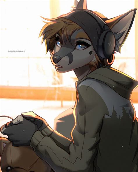 art by paper demon anime furry anthro furry furry drawing