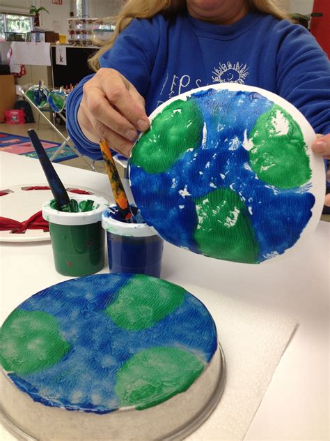 Planet Earth Paint On A Pie Tin And Make A Print Earth Day Planet