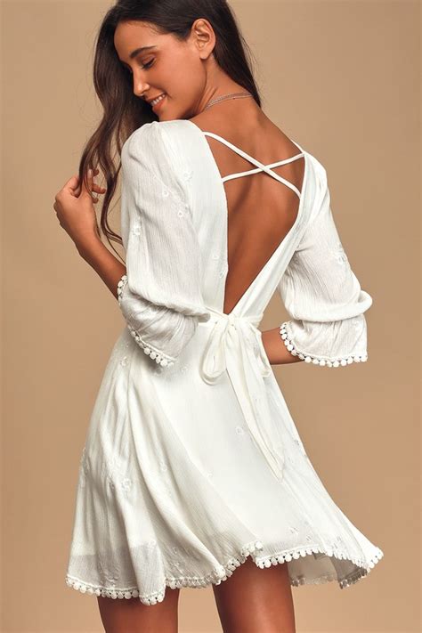 Cute White Dress Embroidered Dress White Mini Dress Lulus