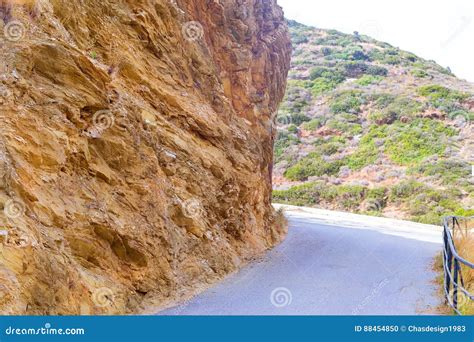 Mountain Road Cut Through Rock Bali Crete Stock Photo Image Of