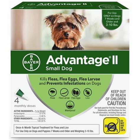 Active ingredients are imidacloprid and pyriproxyfen. Bayer Advantage II Once A Month Topical Flea Treatment for Dogs, 3 to 10 lb Dogs - 9202406 ...