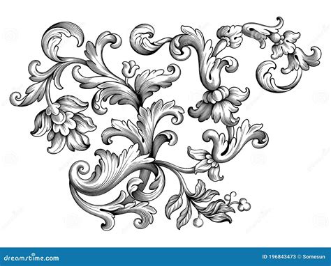 Vintage Baroque Victorian Frame Border Monogram Floral Ornament Scroll
