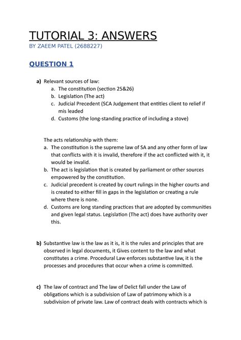 Tutorial 3 Answers Tutorial 3 Answers By Zaeem Patel 2688227