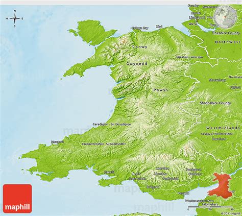 Physical 3d Map Of Wales