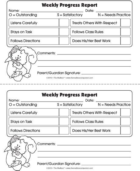 Preschool Progress Report Template Free Teaching Treasure