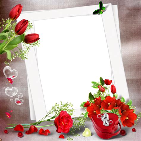 Transparent Nice Png Photo Frame With Red Flowers Free Photo Frames