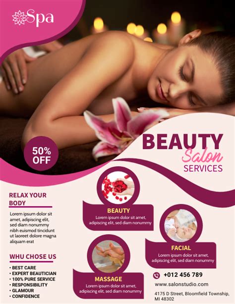 Beauty And Spa Flyer Design Template Postermywall