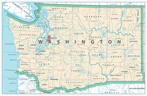 Vetores De Estado De Washington Mapa Detalhado E Mais Imagens De Canadá