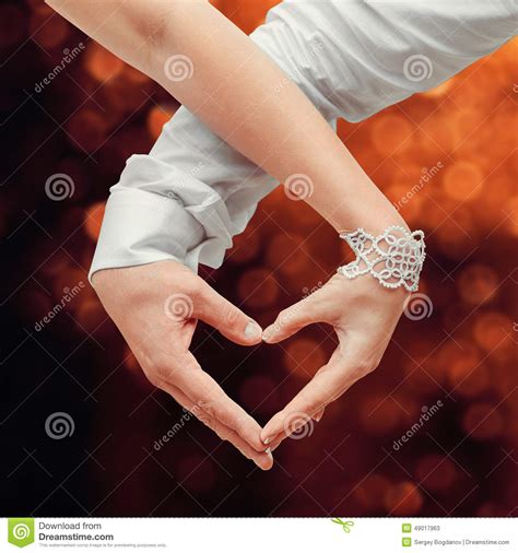 Lovers Couple Making A Heart With Hands Stock Image Image Of Pair