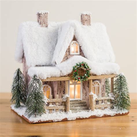 Lighted Snowy Paper House Cracker Barrel Old Country Store