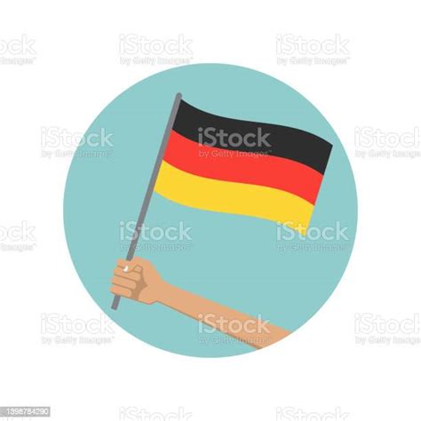 Germany Waving Flag Circle Icon Hand Holding German Flag National