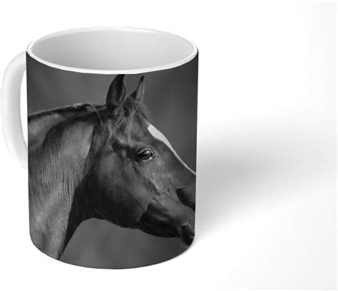 Mok Koffiemok Paard Dieren Zwart Wit Portret Mokken 350
