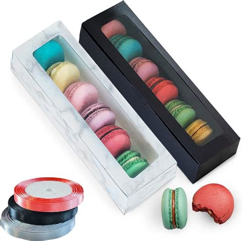 Amazon Com Pcs Macaron Box For Macarons Boxes Comes With Different Color Ribbons Clear