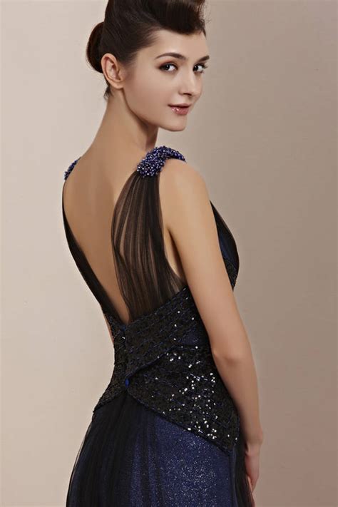Black And Blue Sparkly Evening Dress By Elliot Claire London
