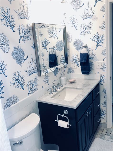 20 Blue And White Bathroom Wallpaper Pimphomee