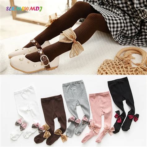 Slkmswmdj 2019 Spring New Childrens Tights Pantyhose Bow Baby Vertical