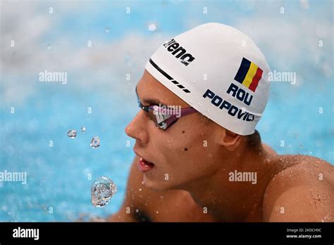 David Popovici Of Team Romania Prepares To Compete In The Mens 100m