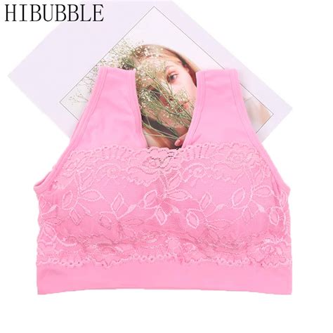 Hibubble Women Crop Top Bras Wirefree Padded Push Up Bra One Piece Seamless Bra Women Sexy Lace