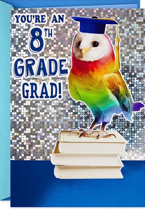 Hallmark 8th Grade Graduation Card Rainbow Owl Bright One Model