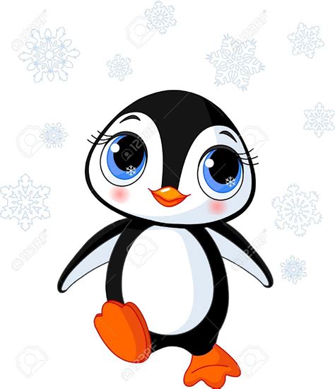 Illustration Of Cute Winter Penguin In Antarctica Royalty Free Cliparts