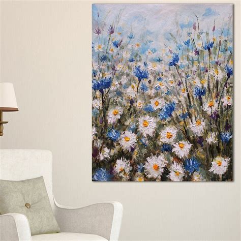 glade of cornflowers and daisies wrapped canvas graphic art floral prints art canvas art