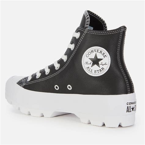 Converse Leather Chuck Taylor All Star Lugged Hi Top Trainers In Black