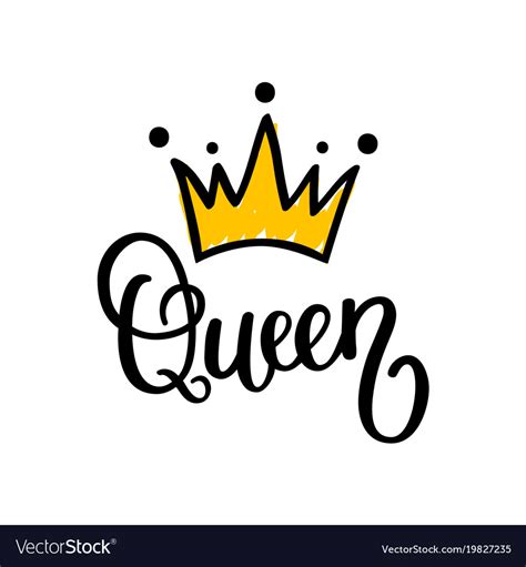 Queen Crown Calligraphy Design Royalty Free Vector Image