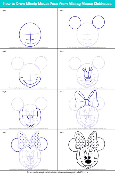 How To Draw Minnie Mouse Face From Mickey Mouse Clubhouse Mickey Mouse
