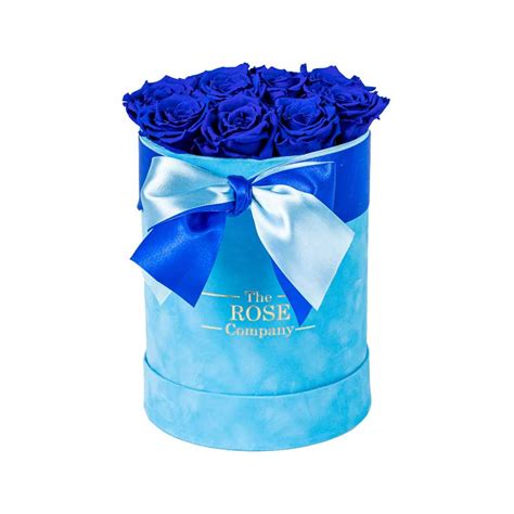 Forever Roses Small Blue Velvet Box Royal Blue Roses The Rose Company™