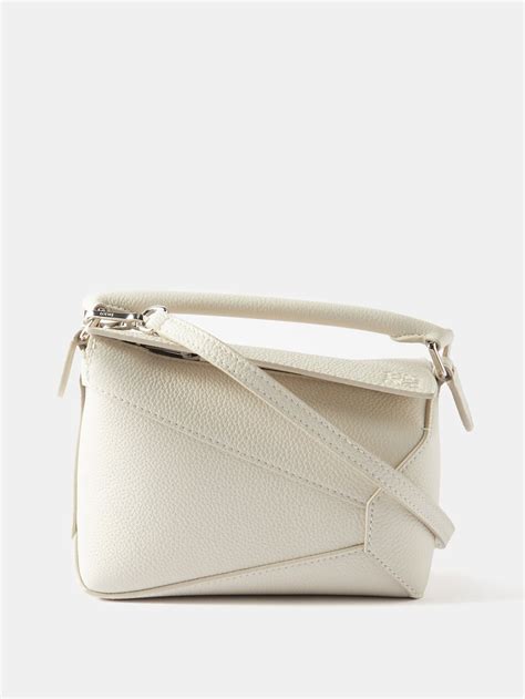 White Puzzle Mini Grained Leather Cross Body Bag LOEWE