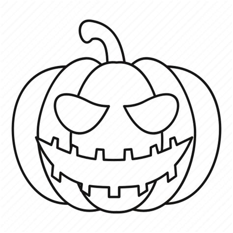 Face Halloween Lantern Line October Outline Pumpkin Icon