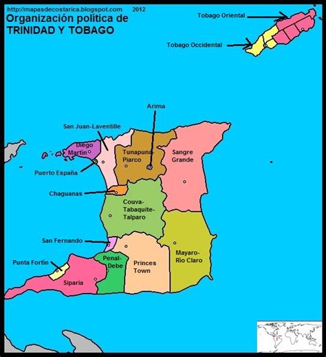 Trinidad's east coast at the atlantic ocean. TRINIDAD Y TOBAGO, Mapa de la organización política de ...