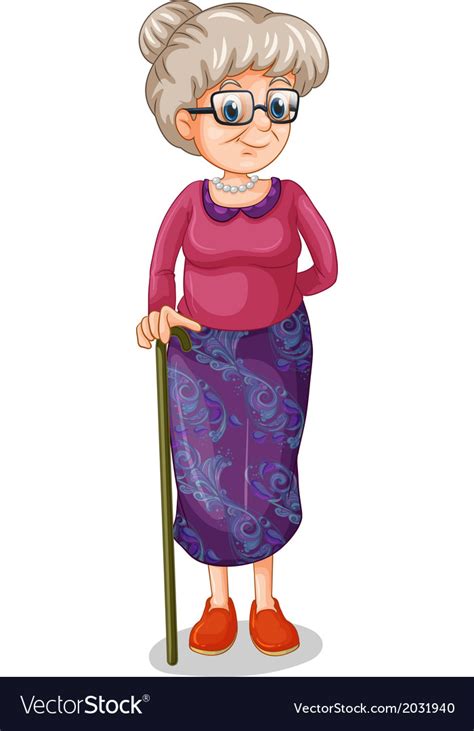 An Old Woman With A Cane Royalty Free Vector Image
