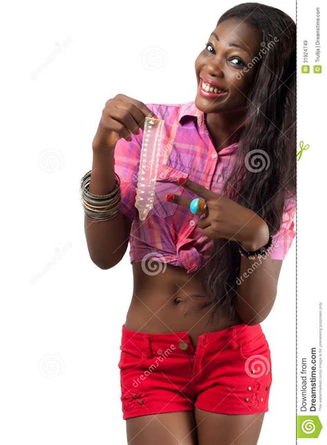African American Girl Holding Condom Stock Image Image Of American