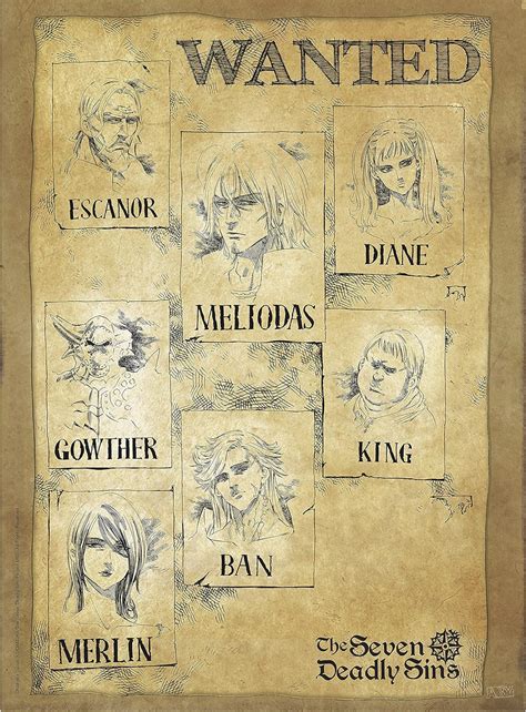 Abystyle Seven Deadly Sins Wanted Mini Poster Laminated 52 X 35 Cm