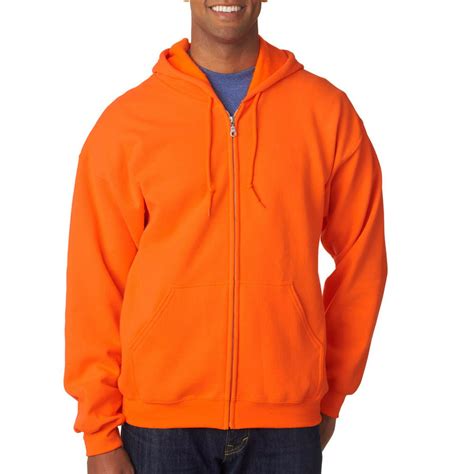 Gildan 18600 Full Zip Hooded Sweatshirt Safety Orange 2x Large
