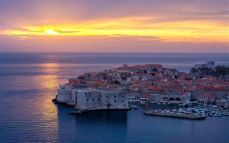 Download Wallpapers Dubrovnik Adriatic Sea Croatia Evening Sunset