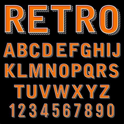 Vintage 3 Dimensional Typeset Retro Font Vector Letters