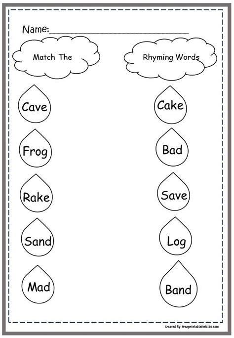 Words that rhyme, words that snap, words that spell learning fun — check out these free, printable worksheets! First Grade Language printable worksheets: Match Rhyming ...